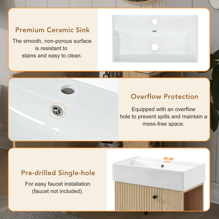 Modern Floating Bathroom Vanity With Ceramic Basin Perfect For Small Bathrooms