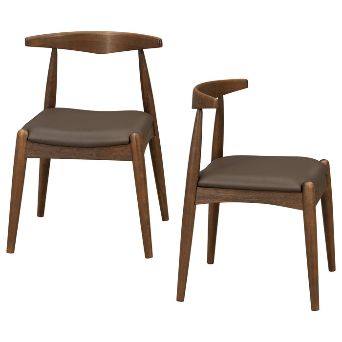 5 Piece Dining Set With 1 Table And 4 Upholstered Chairs - Brown / Walnut
