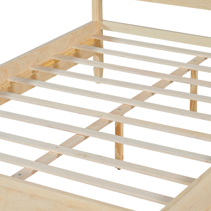 Classic Platform Bed Frame With Panel Headboard