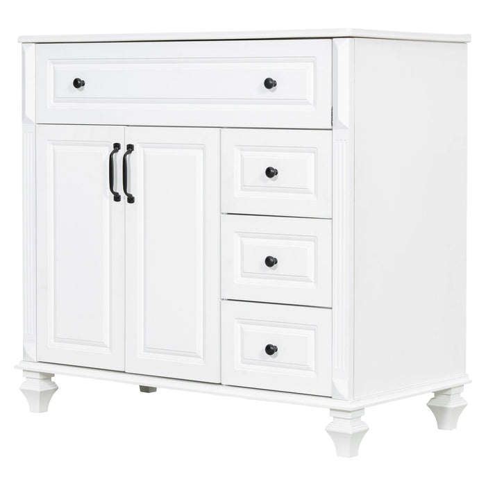 Modern Bathroom Vanity With Sink, 3 Drawers & 2 Doors