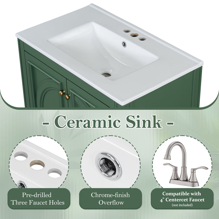 Bathroom Vanity With Sink With 2 Doors And Adjustable Shelf