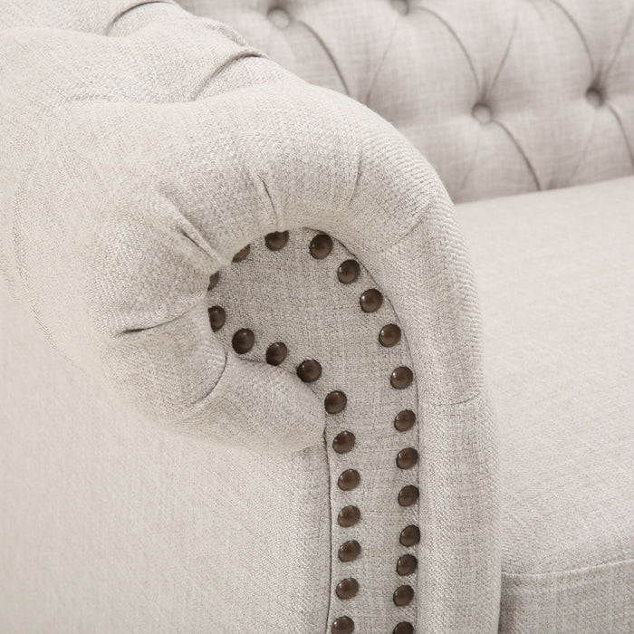 Nexuson - Upholstered Chesterfield Chair With Deep Tufted And Nailhead Trim