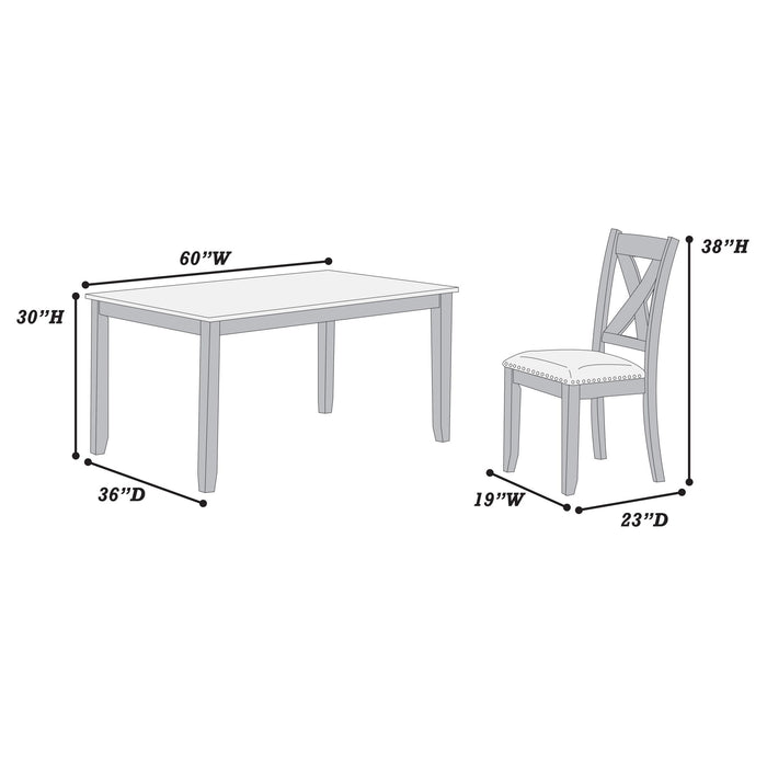 7 Piece Dining Room Furniture, Table And 6 Chairs Set - Gray