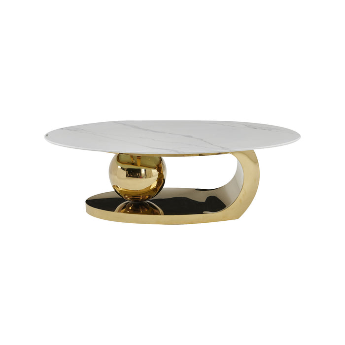 Oval Coffee Table With Geometric Precision