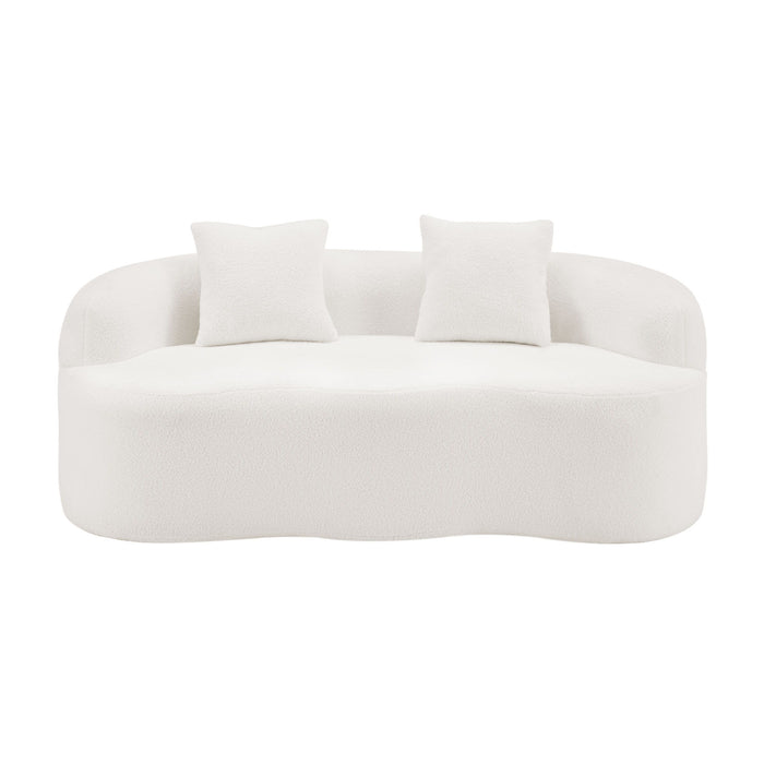 Curved Loveseat Sofa With Round Armrest