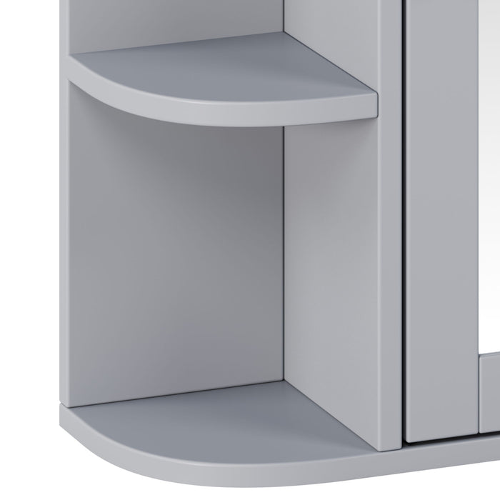 Bathroom Wall Storage Cabinet With Mirror And Adjustable Shelf, 6 Open Shelves
