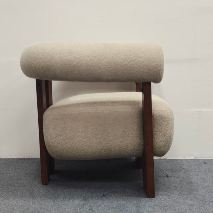 C - Shaped Chunky Arm Accent Chair - Beige / Brown