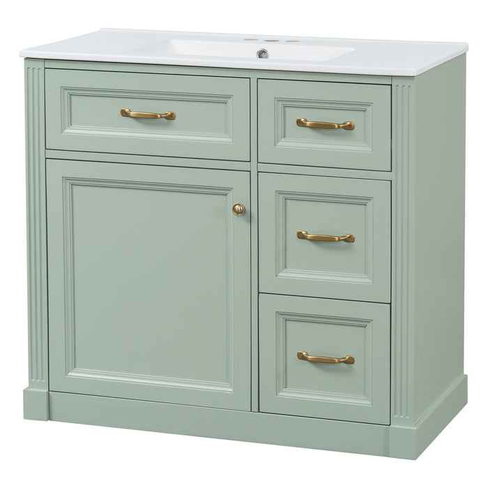 Modern Bathroom Vanity With Sink, 4 Drawers, Soft-Close Door, Adjustable Shelf