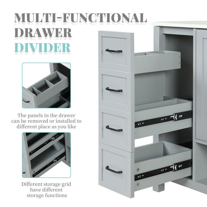 Bathroom Vanity With Sink Top, Bathroom Vanity Cabinet With 2 Doors And 2 Drawers, Open Shelf