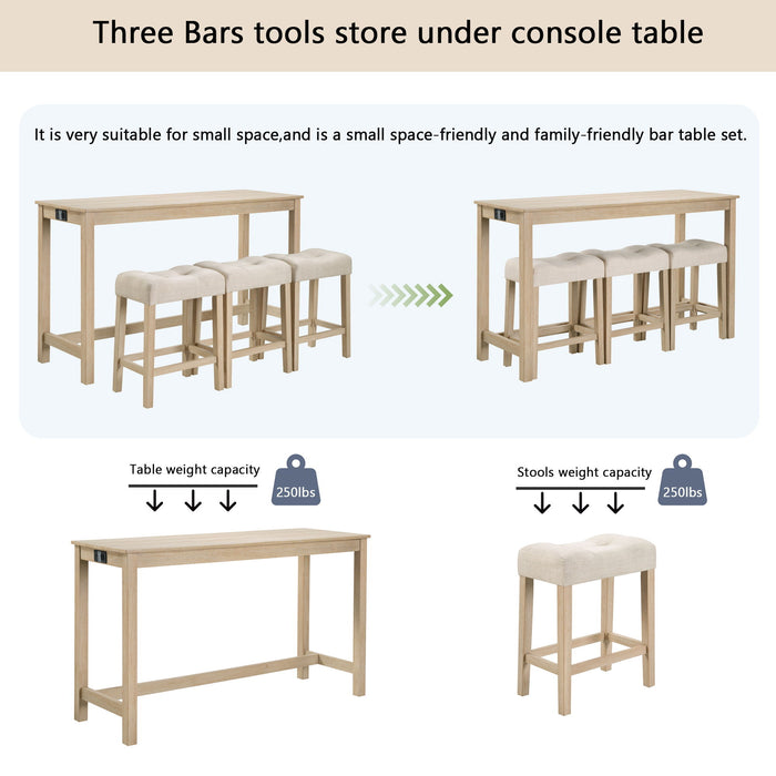 4 Piece Bar Table Set With Power Outlet