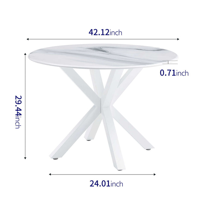 Cross Leg Dining Table With Round Top, For 4 - 6 People - White