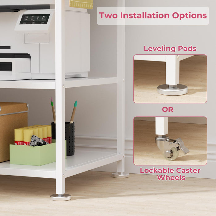 Large Heat Press Table With Charging Station, Movable Workbench For Diy Sublimation - White