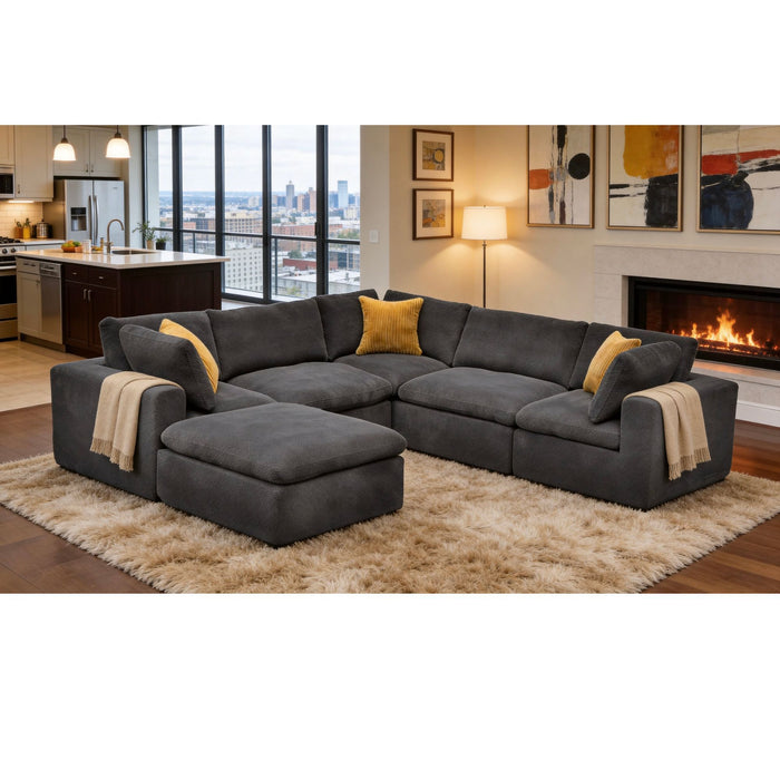 Custom Configuration Modular Sectional With Toss Pillows