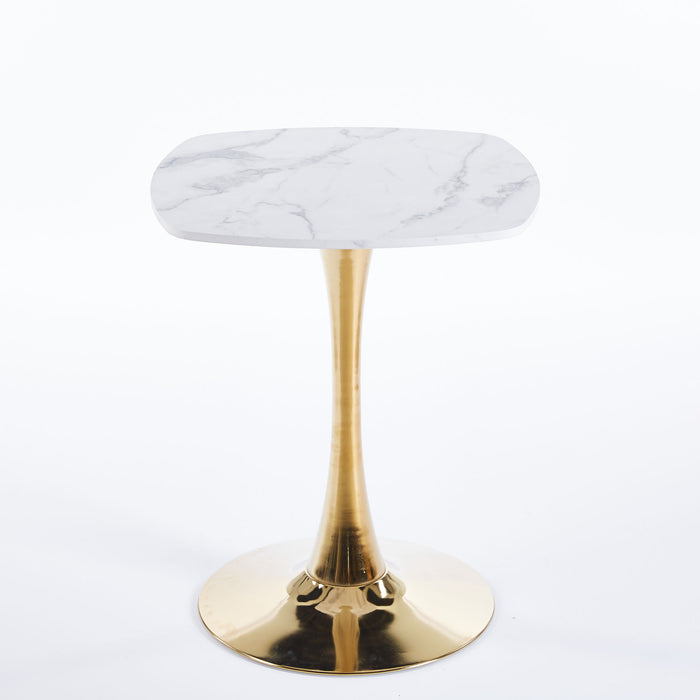 Square Tulip Dining Table For 2 - 4 People - Golden / White