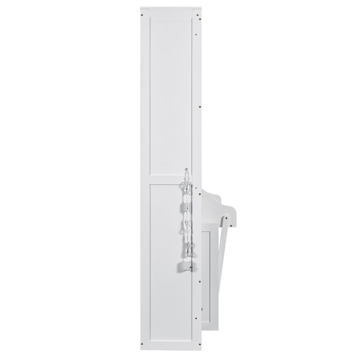 French Style Murphy Platform Bed With Shelf, Side Cabinets, Drawers And LED