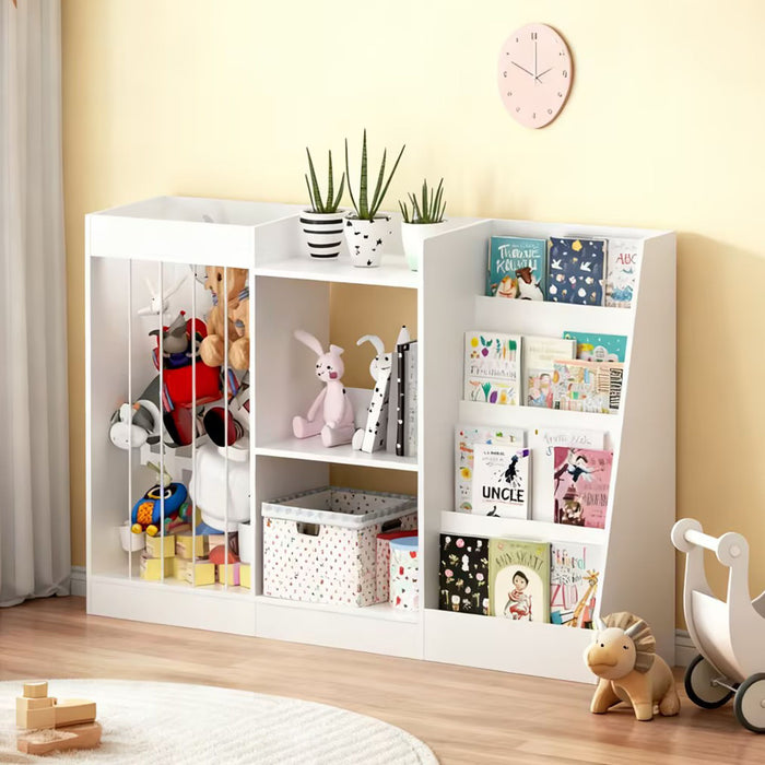 Bookshelf And Toy Storage, 3 Tier Montessori Bookcase With Stuffed Animal Organizer - White