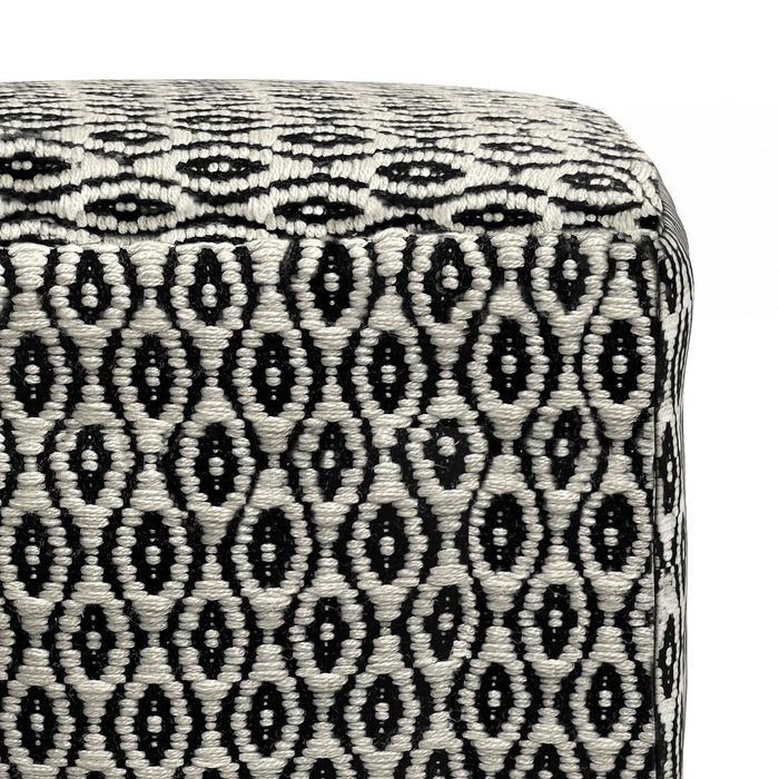 Kiana - Square Outdoor / Indoor Pouf - Black / White