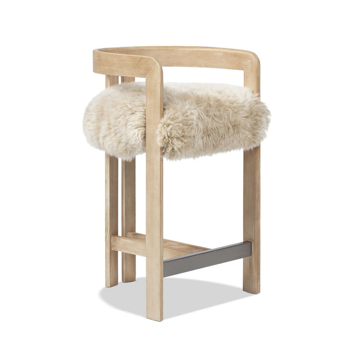 Millwick - Low Back Genuine Fur Counter Stool - Natural Blonde