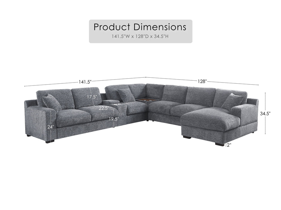Celine - Fabric Corner Sectional Sofa With Right-Facing Chaise, Cupholders, And Charging Ports