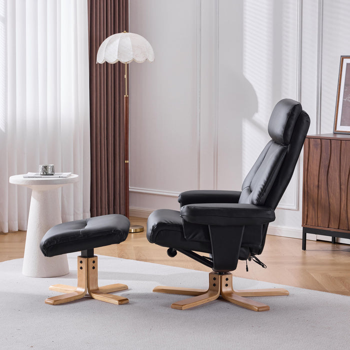 Upholstered Heated Massage 360° Swivel Accent Chair With Ottoman