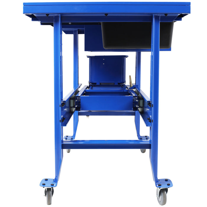 Mobile Tear Down Table With 3.5 Gallon Part Washer And 110V Pump - Blue