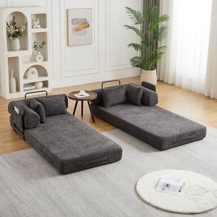 Convertible Sleeper Sofa Bed With Cylindrical Pillow