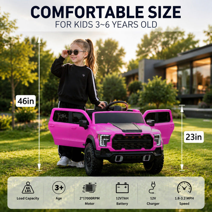 12V Kids Ride On Car With Remote Control, 4 Wheel Shock Absorption, Multifunctional Music Player Perfect Gift For Toddlers - Pink