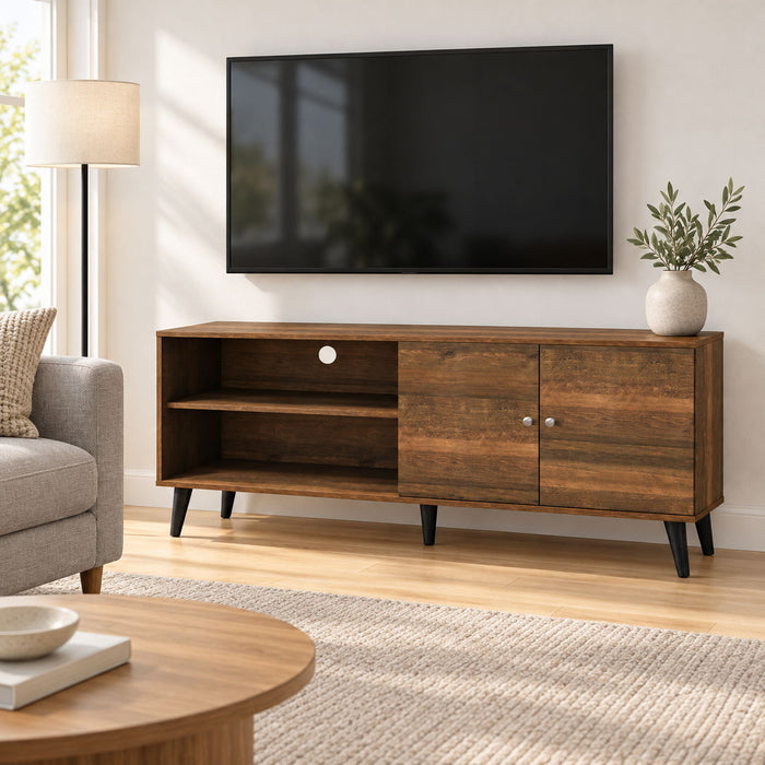 Amidon - TV Stand, With 2 Storage Shelves And 1 Cabinet