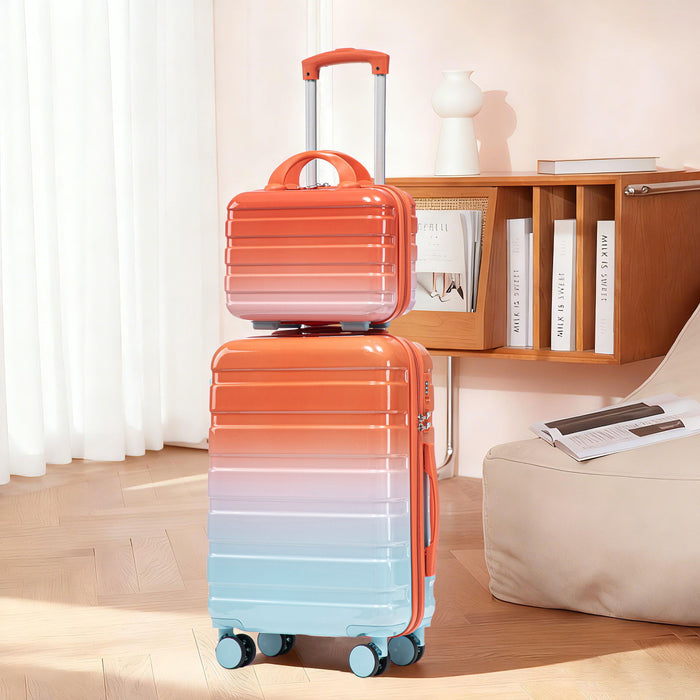 Luggage Set 14" / 20" With Combination Lock And Cosmetic Case