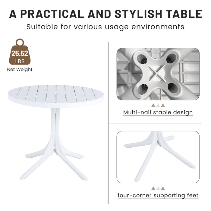 4 Piece Set Of Color Block Designed Single Chairs & Round Table - Cream White / Haze Green / White