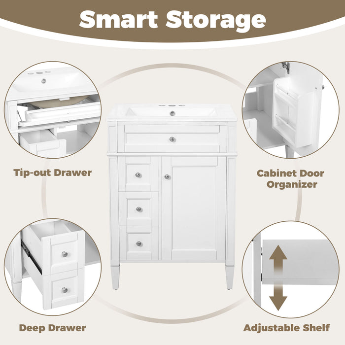Bathroom Vanity With Top Sink, Storage Cabinet With 2 Drawers And Tip-Out Drawer
