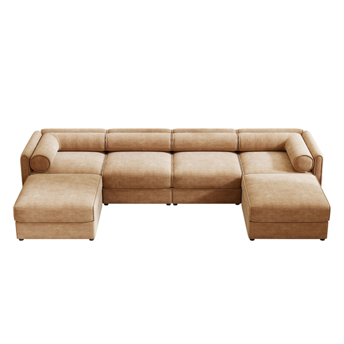 Contemporary Elegant White Chenille Sofa With Storage And Ottoman