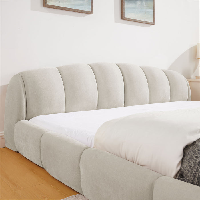 Upholstered Platform Bed Frame, Low Profile Floor Bed, No Box Spring Required
