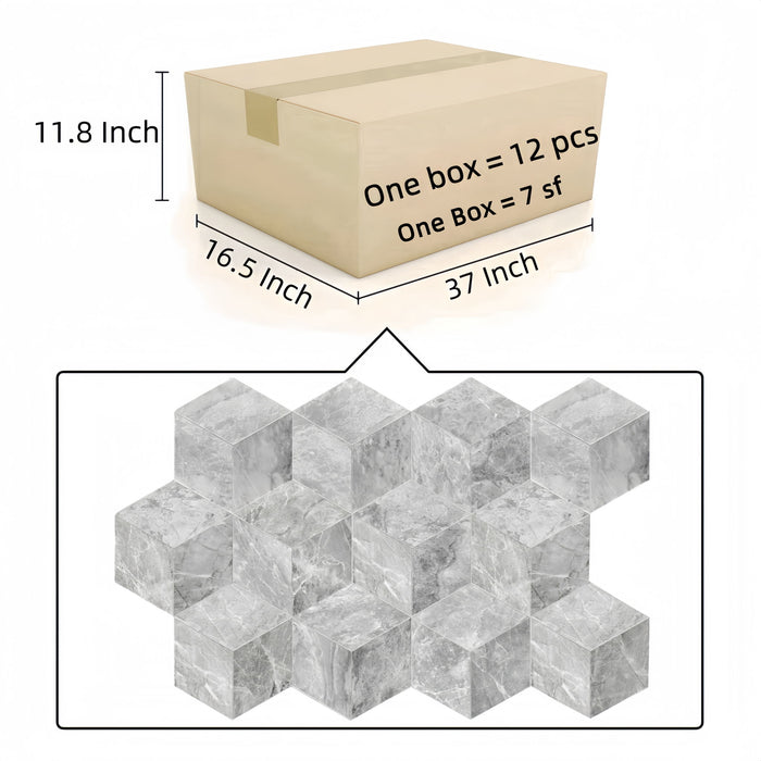 Hexagon Natural Marble Polished Tile For Wall And Floor (Set of 12)