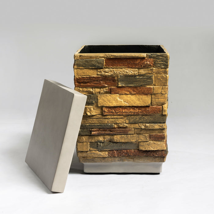 Outdoor Propane Tank Holder Fire Pit Cover Side Table Lightweight Concrete - Sandstone