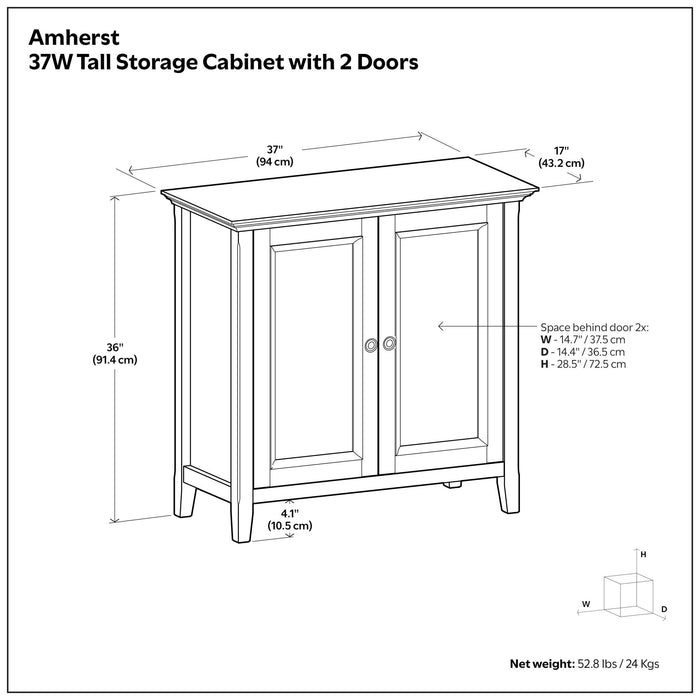 Amherst - 2 Door Storage Cabinet & Adjustable Shelving - Brown