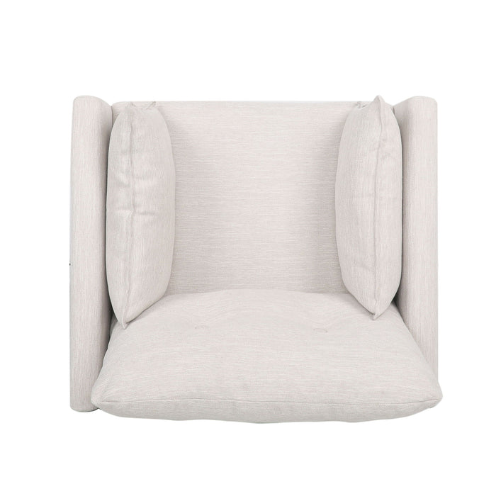 Contemporary Fabric Club Chair With Birch Wood Legs - Beige