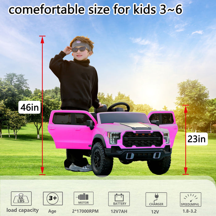 12V Kids Ride On Car With Remote Control, 4 Wheel Shock Absorption, Multifunctional Music Player Perfect Gift For Toddlers - Pink