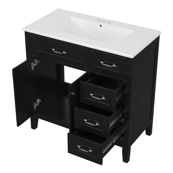 Modern Bathroom Vanity With Sink, Freestanding Design With Drawers And Doors