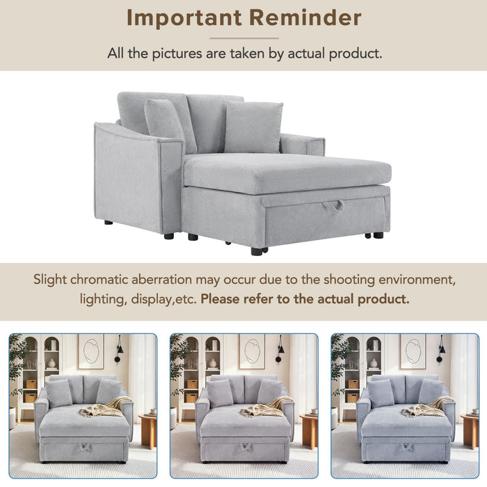 Modern Chaise Sofa With Hidden Storage For Living Room