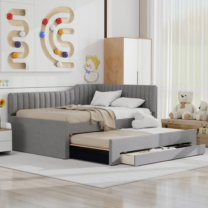 Upholstered Daybed With Trundle And 3 Drawers