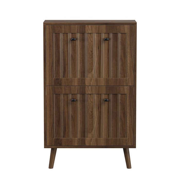 Shoe Cabinet, Upright Storage Unit - Walnut