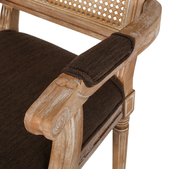 Elegant French Country Style Dining Chair With Cane Backrest