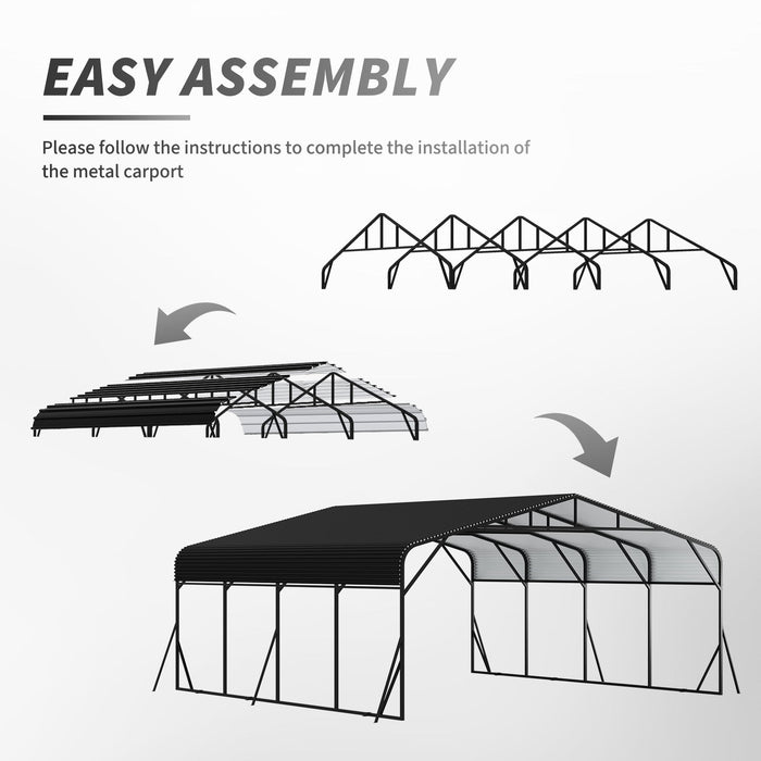 Heavy Duty Carport, All Weather Shelter - Black