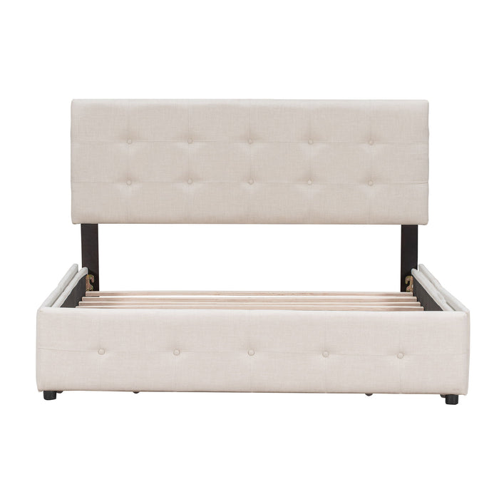 Upholstered Platform Bed With Classic Headboard And Drawers, No Box Spring Needed