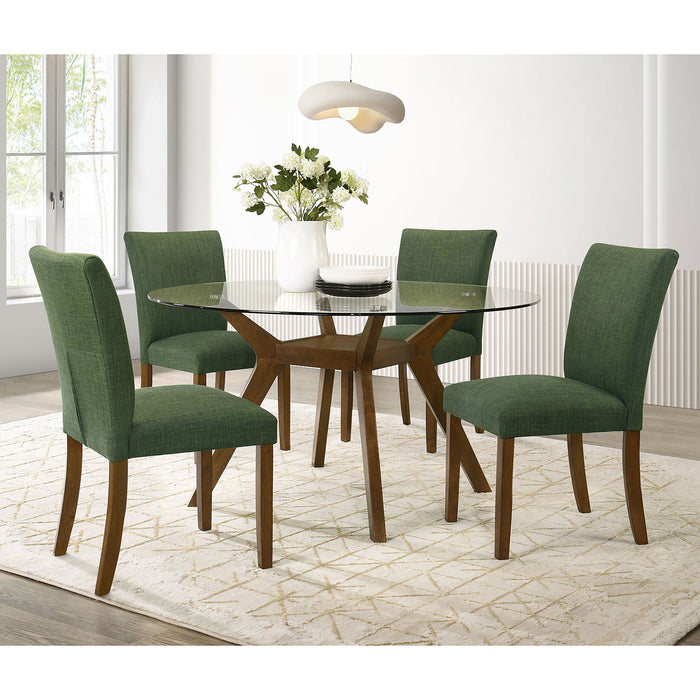 Flynn - Round Glass Top Dining Table - Brown