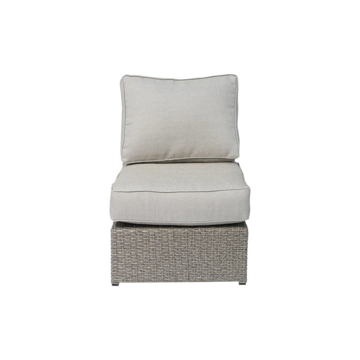 6 Seat Patio Wicker Sectional With Cushions - Gray Mix