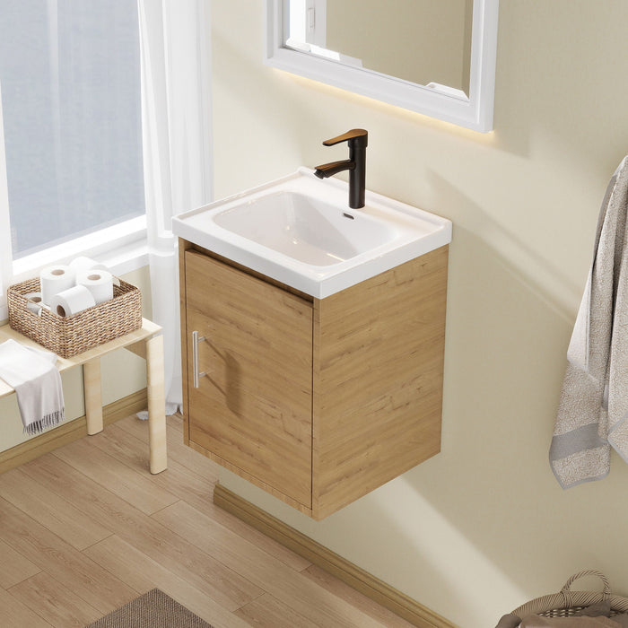 Floating Bathroom Vanity Combo, Wall Mounted Cabinet With Sink & Soft Close Doors For Small Bathrooms