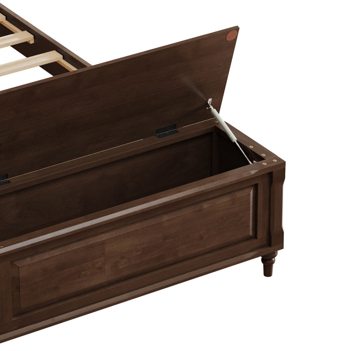 Sleigh Bed Frame With Tall Headboard And Storage Bench