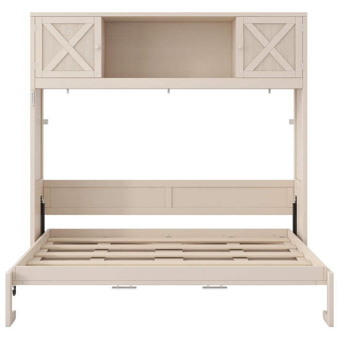 Rustic Casual Murphy Bed With Storage Cabinets